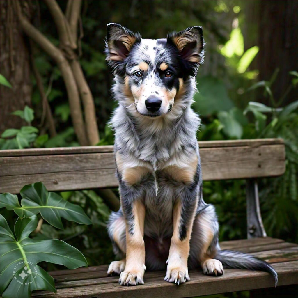 image of a dog with merle gens showing on their fur
