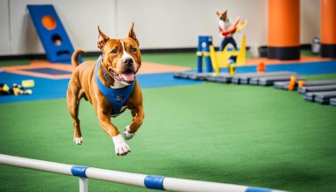 image of a pitbull during training session; how to train a pitbull