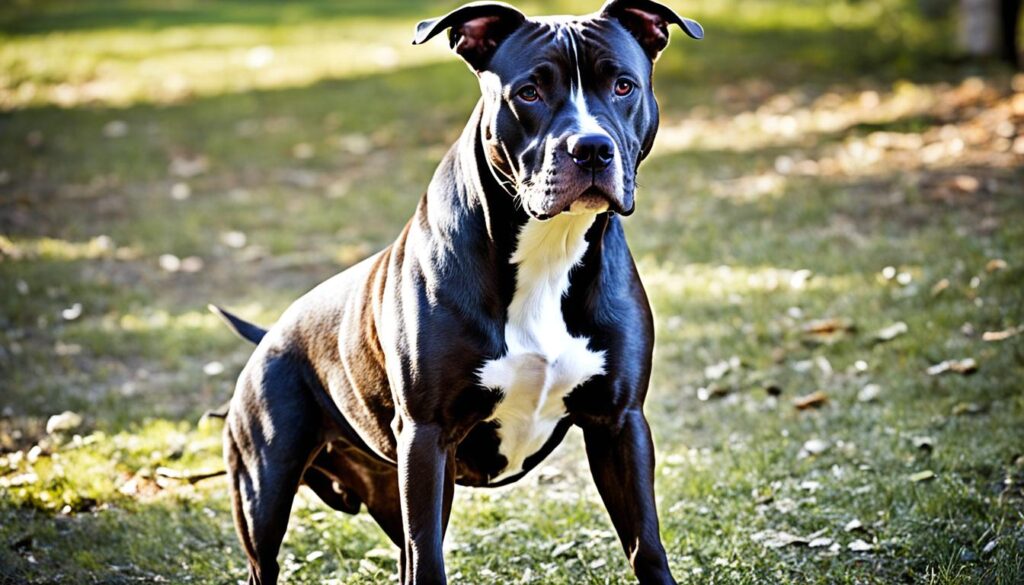 image of an american terrier pitbull dog; what do pitbull terriers look like.
