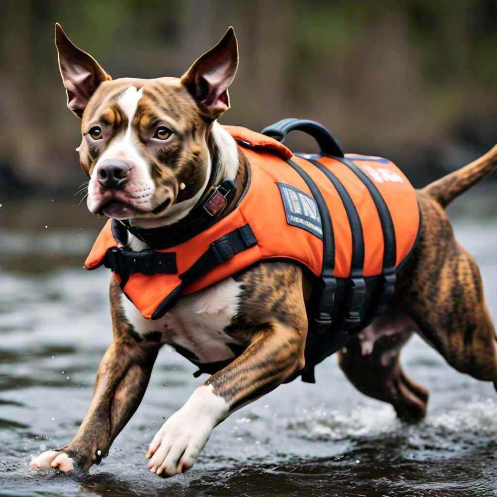 american pitbull with rescue tem, using their good sense of smell.