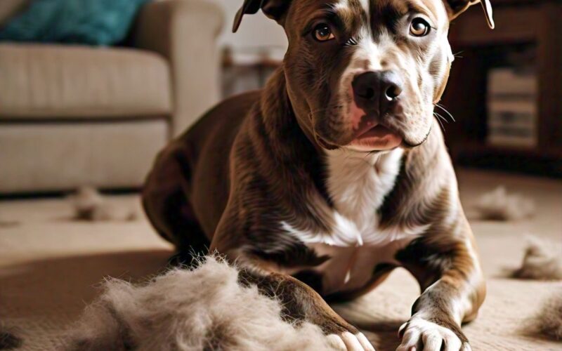 image of an american pitbull terrier shedding., do pitbulls shed